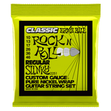 Ernie Ball guitar string set packaging with yellow border on white background