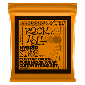 Ernie Ball guitar string set packaging with orange and black design