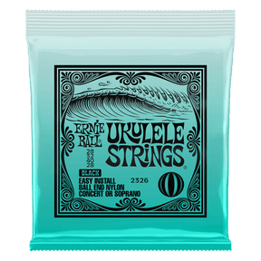 Ernie Ball ukulele strings packaging with decorative design on a white background