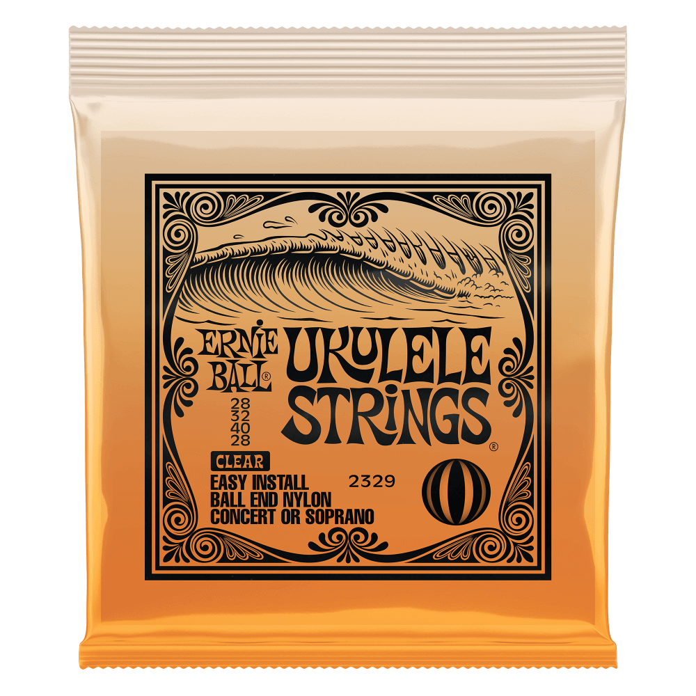 Ernie Ball ukulele strings packaging on a white background