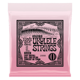Ernie Ball pink ukulele strings packaging with white background