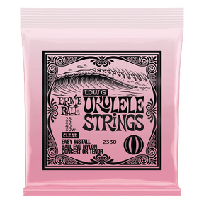 Ernie Ball pink ukulele strings packaging with white background