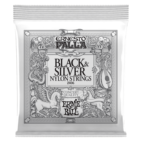 Ernesto Palla Black & Silver Nylon Strings packaging on a white background