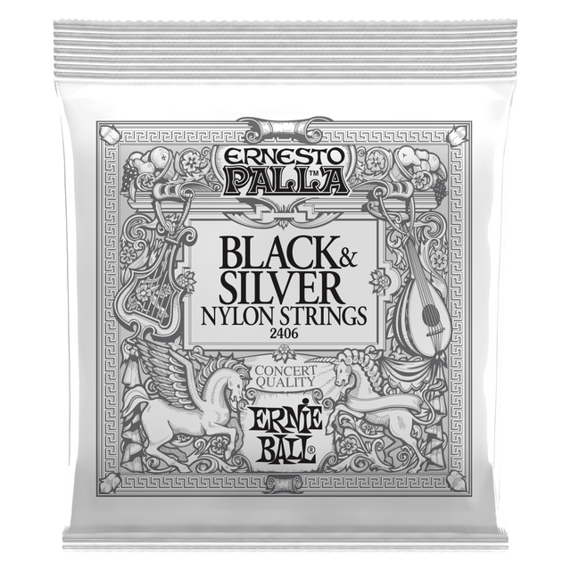 Ernesto Palla Black & Silver Nylon Strings packaging on a white background