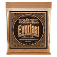 A gold package of Ernie Ball guitar strings with Everlast branding on a white background
