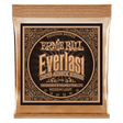 A gold package of Ernie Ball guitar strings with Everlast branding on a white background