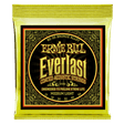 A yellow package of Ernie Ball guitar strings with Everlast branding on a white background