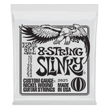 Ernie Ball 8-string slinky guitar strings packaging with an eagle logo on a white background