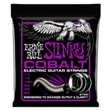 Ernie Ball Slinky Cobalt electric guitar strings packaging with an eagle illustration on a black background.