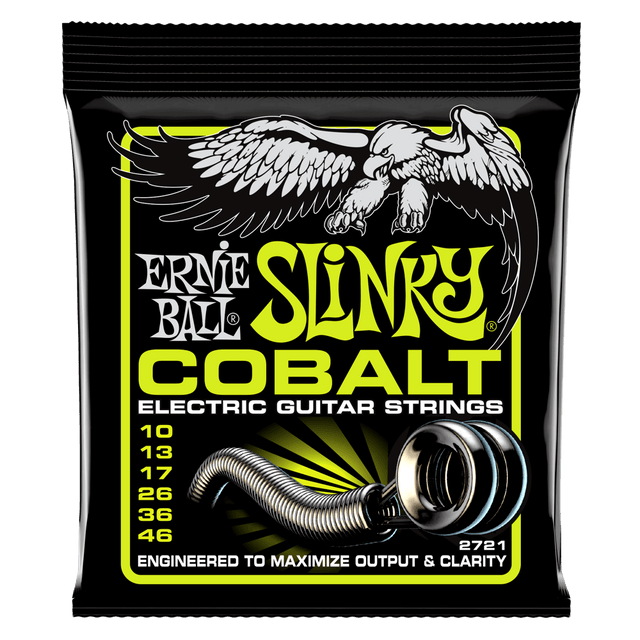 Ernie Ball Slinky Cobalt electric guitar strings packaging with eagle illustration
