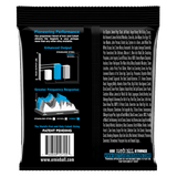 Back of a guitar string packaging with technical details and branding.