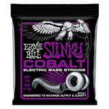 A package of Ernie Ball Cobalt electric bass strings with a black background and white eagle artwork