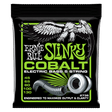 A package of Ernie Ball Cobalt Slinky electric bass strings with eagle artwork on a black background