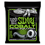 A package of Ernie Ball Cobalt Slinky electric bass strings with eagle artwork on a black background