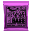 Ernie Ball Power Slinky Bass guitar string set packaging with an eagle illustration on a purple background