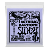 A light blue package of Ernie Ball Baritone Slinky guitar strings with eagle artwork