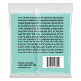 Back of a guitar string packaging with text and a barcode