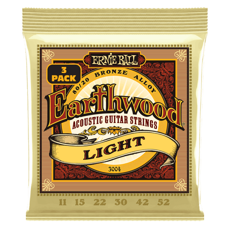 Ernie Ball Earthwood acoustic guitar strings packaging on a white background
