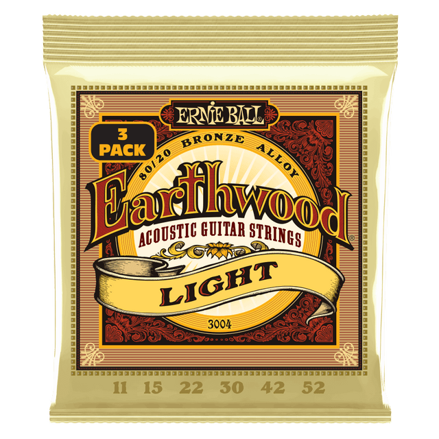 Ernie Ball Earthwood acoustic guitar strings packaging on a white background