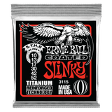 Ernie Ball guitar string packaging with an eagle illustration on a black background