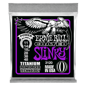 Ernie Ball guitar string packaging with an eagle illustration on a black background