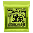Ernie Ball Regular Slinky guitar string pack on a black background
