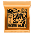 Ernie Ball Hybrid Slinky guitar strings packaging on a black background
