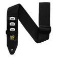 Black guitar strap picks in pick holders and with Ernie Ball logo on a white background