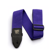 Purple guitar strap with black Ernie Ball logo on a white background