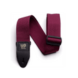 Burgundy guitar strap with black Ernie Ball logo on a white background