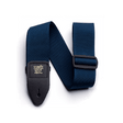 Blue guitar strap with Ernie Ball logo on a white background