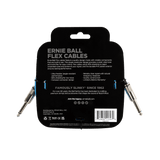 Ernie Ball flex cable packaging with product details on a black background