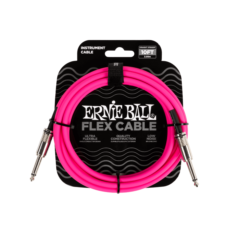 Ernie Ball Flex Instrument Cable - Straight/Straight - Pink - 10FT
