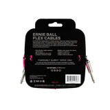 Ernie Ball flex cable packaging with branding and product details on a black background
