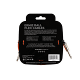 Ernie Ball flex cable packaging with product details on a black background