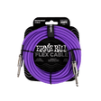 Ernie Ball flex cable packaging with purple cable on a black background