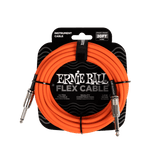 Ernie Ball flex cable packaging with orange cable on a black background