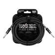 Ernie Ball flex cable packaging with black cable coiled inside on a white background