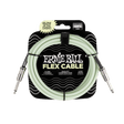 Ernie Ball flex cable packaging with glow-in-the-dark feature on a black background
