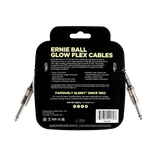 Ernie Ball Glow Flex Cables packaging with product details on a black background