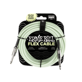 Ernie Ball flex cable packaging with glow-in-the-dark feature on a black background