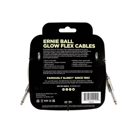 Ernie Ball Glow Flex Cables packaging on a black background