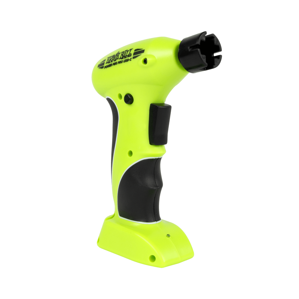 Ernie Ball green powered peg winder on a white background