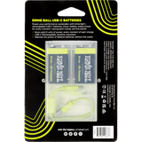 Ernie Ball USB-C 9V batteries packaging with yellow accents on a black background