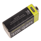 Ernie Ball 9V Battery with USB-C port on a black background