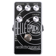 The image shows the Catalinbread Belle Epoch Tape Echo, a compact guitar stompbox pedal that emulates vintage tape echo effects. It has five knobs—Echo Sustain, Mod (modulation), Reg Lev, Mix (dry/wet blend), and Echo Delay—plus a footswitch and status LEDs. With a black finish and white graphics, it offers classic echo sounds reminiscent of 1960s-70s tape echo machines like the Echoplex.