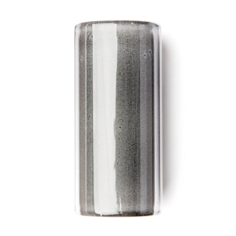 Clear cylindrical glass guitar slide on a white background