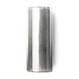 A cylindrical glass guitar slide on a white background.