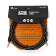 The image shows a 10-foot MXR instrument cable with black sheathing and two metal 1/4" jack plugs. The cable, model DCIS10, is in professional retail packaging featuring a black header card and orange/black branding. The packaging notes "Since 1972" and a limited lifetime warranty. MXR, known for guitar effects pedals, also produces quality cables for electric guitar and bass players.