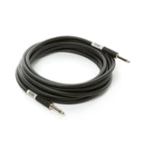 The image shows a coiled black musical instrument cable with 1/4-inch TS or TRS connectors on both ends. White sleeves near the plugs display the "MXR" brand name. This professional-quality cable is used to connect electric guitars, basses, keyboards, and other instruments to amplifiers, pedals, or audio interfaces for live sound, recording, or practice.